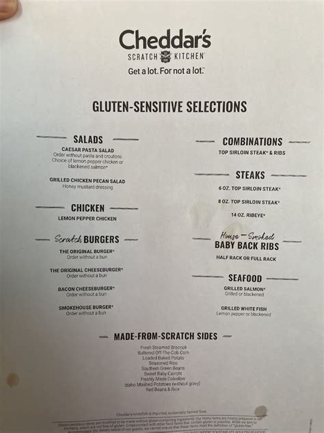 cheddar's scratch kitchen gluten free menu